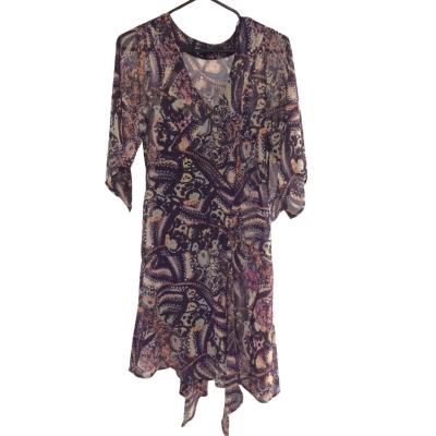 Sportsgirl Womens  Size 8 Midi Dress Floral / Grey / Multicoloured / Orange / Pattern / Purple 