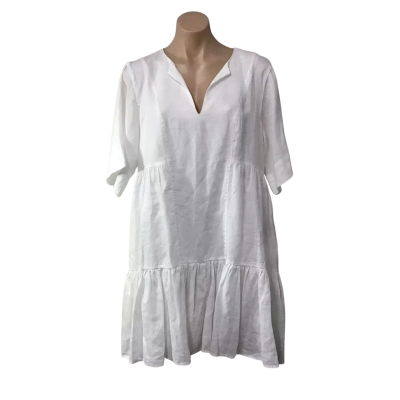 Country Road Womens Size 12 White V-neck Short Sleeve Dress   