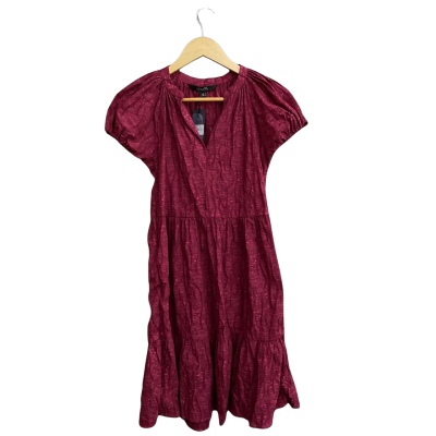 Stella Womens Size 8 Bohemian Tiered Midi Dress Cherry