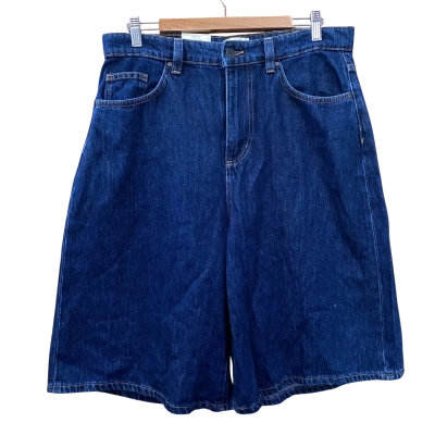 Cotton On Dark Blue Wide-Leg Denim Shorts Size 30