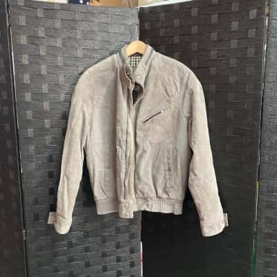 Sergio Valente Size 38 Leather Jacket Beige / Grey 