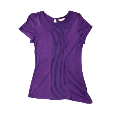 Ted Baker Women’s, Size 2, Deep Purple Short Sleeve, Collared Top
