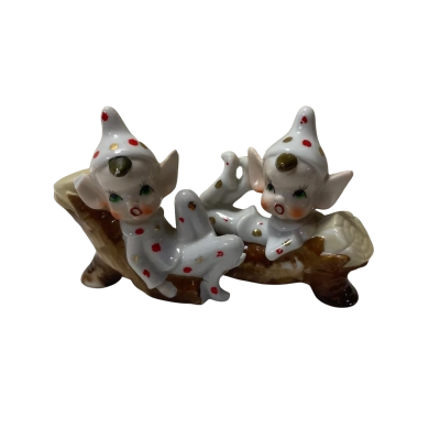 1950s Pair Ceramic Polka Dot Pixies