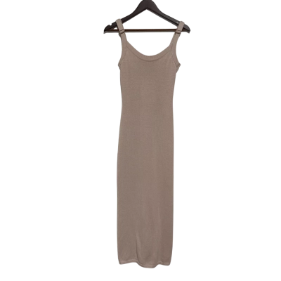 BNWT SABO Womens Size 8 Sleeveless Ribbed-Knit Midi Dress Off White 