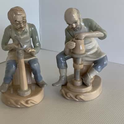 Pair Vintage Spanish Porcelain Figurines - Potter & Shoemaker