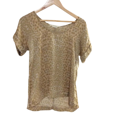 Seed Womens  Size 10 Crew Neck Top Animal print / Champagne / Cream 