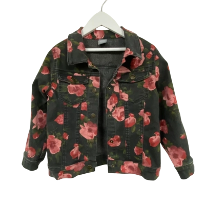 Ollies Place Girls Floral Print Denim Jacket - Size 5 