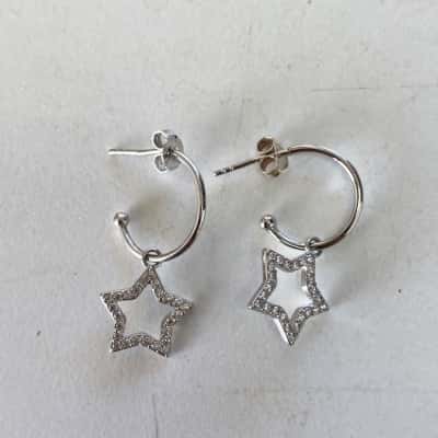 925 Sterling Silver Star Drop Earrings 