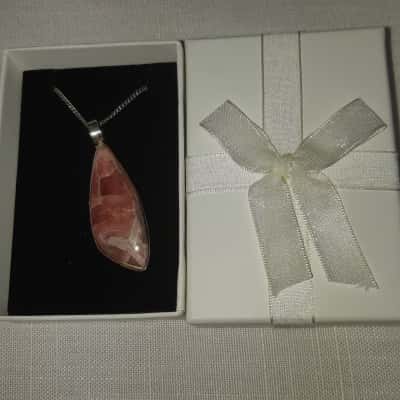 Silver 925 Pink Stone Pendant On 925 Chain