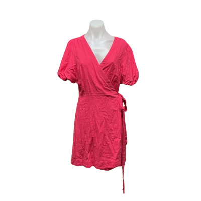 Sportsgirl Womens Linen Mix Size 14 Wrap Dress Hot Pink  