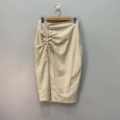 Alice In The Eve Womens  Size M Midi Skirt Beige 