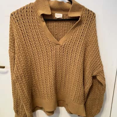Ghanda Womens  Size M Cropped Jumper Brown 