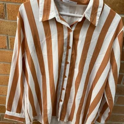 Minx & Moss Womens  Size 12 Long Sleeve Top Striped 