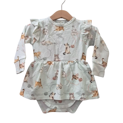 Snuggle Hunny 6-12 Months/ Size 0 Organic Long Sleeve Dress Kittens BNWT