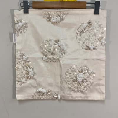 Signature by Carina Sherlock Handmade Embroidered pillowcase Floral Pearl