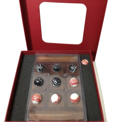 authenticmodels VENETIAN TIC-TAC-TOE. 40 X 41 CM. Multicoloured. Marble/Brass/Cherry Wood