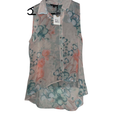 Portmans Women's Sleeveless Top Size 14 Floral -Pink Shirt  