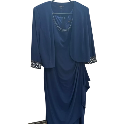 Jesse Harper Womens  Size 14 Navy Blue Dress With Jacket 