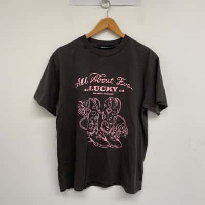 Allabouteve Washed Black Rodeo Relaxed T-shirt Size 8 