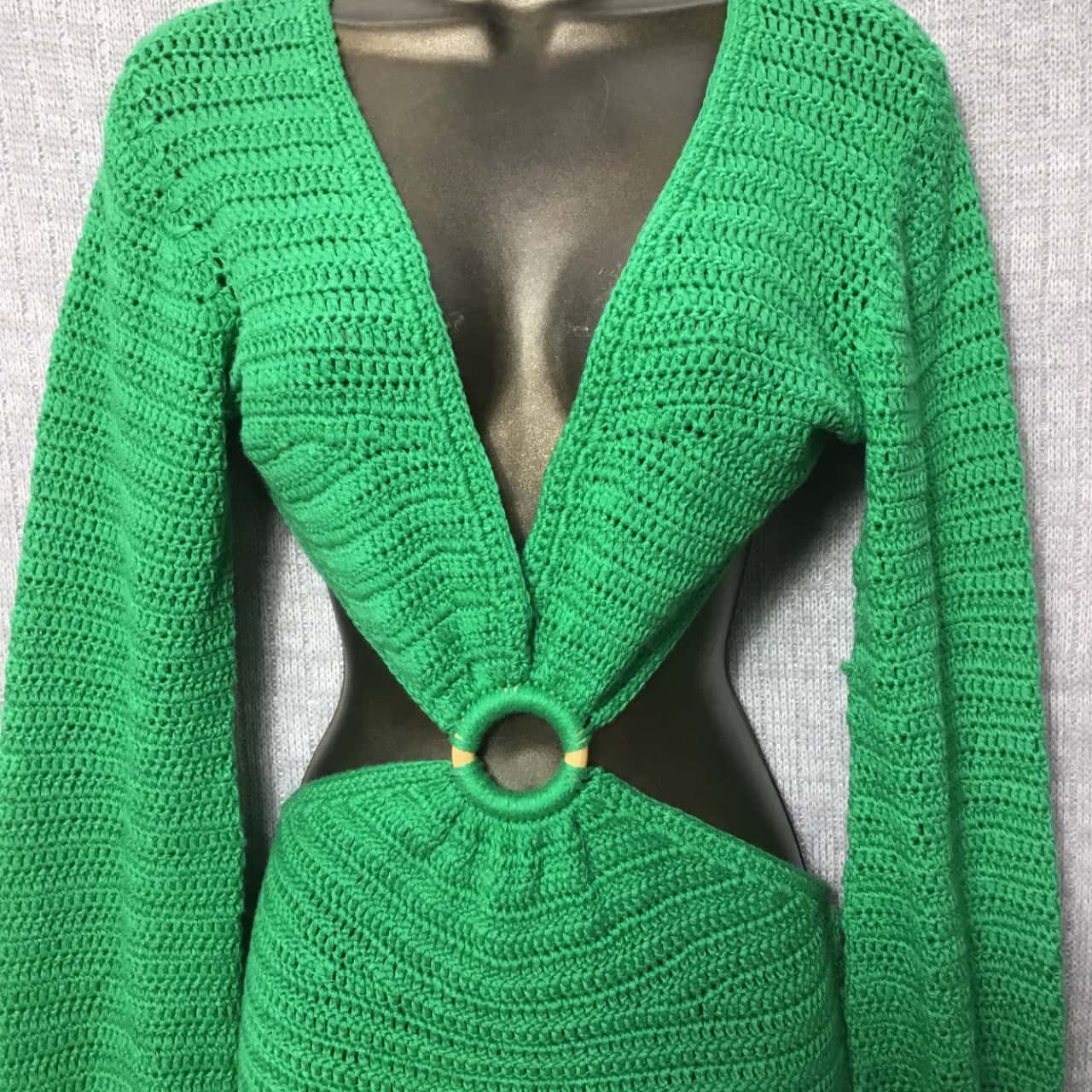 beginning boutique green crochet dress Beginning Boutique Brown Crochet Cut-Out Maxi Dress main image 1