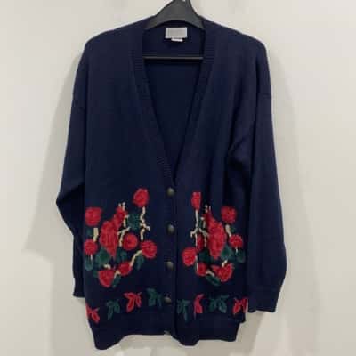 Katies Womens  Size 14 Cardigan Beige / Multicoloured / Navy Blue / Off White 