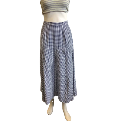 BNWT Saba Women's Size 10 Gab Gingham Midi Skirt Blue & White 