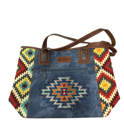 Montana West Select Western Aztec Denim Tote Shoulder Bag