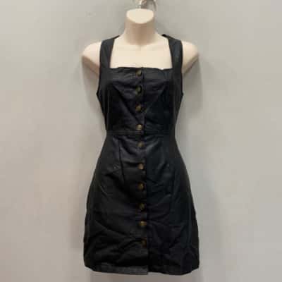 Dahli Womens  Size XS Mini Faux Leather Dress Black  