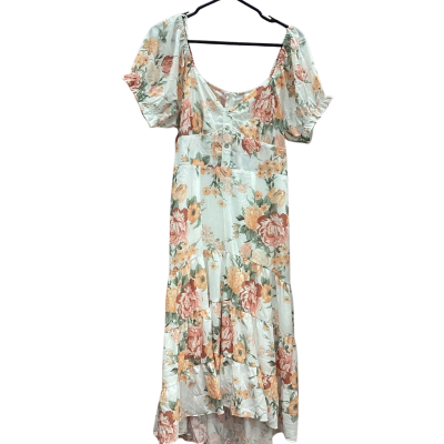 Ava Womens Size 14 White Floral Midi Dress