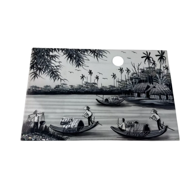 Mekong river lacquered plaque 
