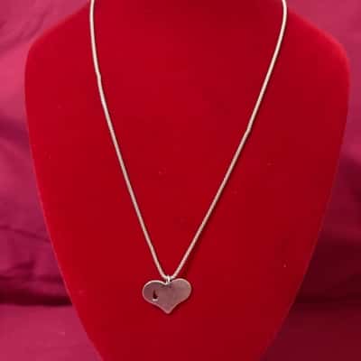  Women's 925 Italy Mesh Chain featuring 925 Silver Heart Pendant Necklace 