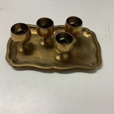 Brass cordial goblets on tray made in India