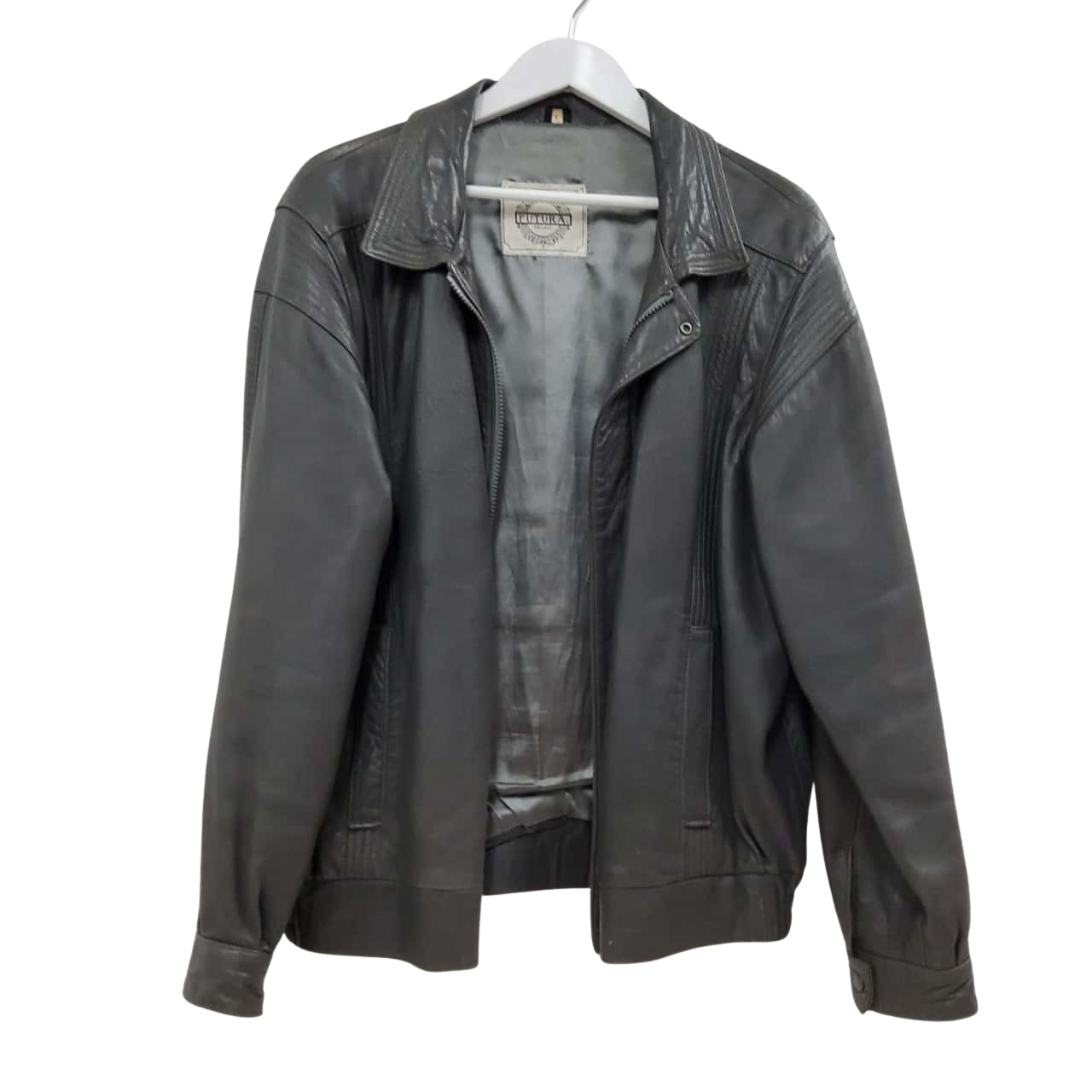 Vintage Futura England Mens Leather Jacket Size L Biker Grey (s)