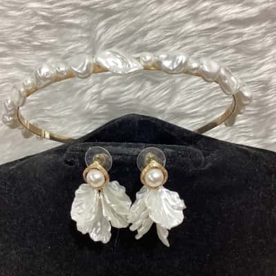  Womens Earrings, Head band Other / White 