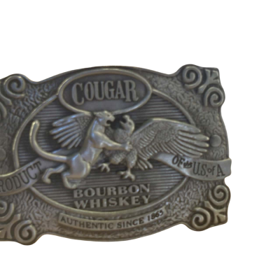 Vintage Cougar Bourbon Whiskey pewter metal buckle 
