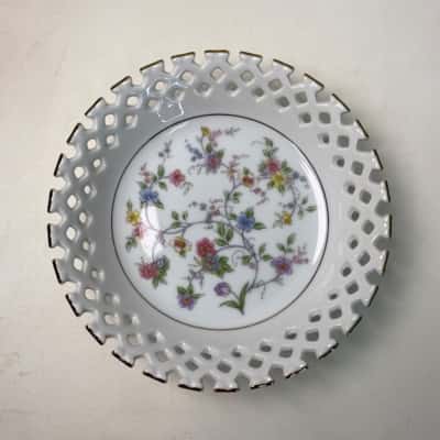 Keith Japan Fine China Lattice Gold Rim Dish 140mm