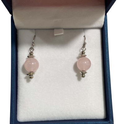 Crystal Carvings Australia by Bramble Bay and Co Rose Quartz Dangle Earrings
