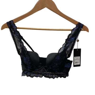 Pleasure State Womens  Size 10 Bra Black  / Blue 