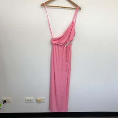 Saints + Secrets Pink Cut Out Ribbed Maxi Dress  Size 10 / M 
