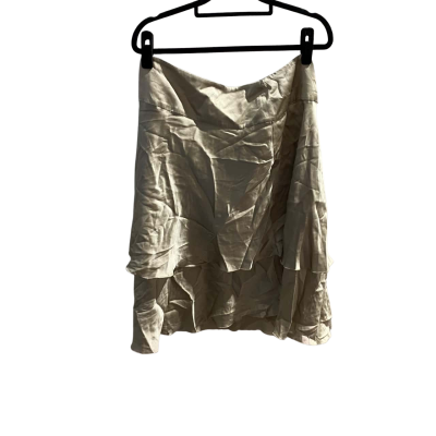 Country Road Womens  Size M Tiered Skirt Beige 100% Silk USED  VGC
