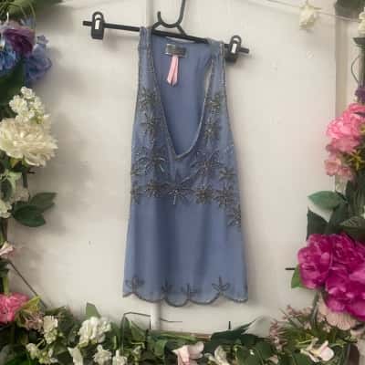 Lipsy London Size 6 Tank, embellished Blue