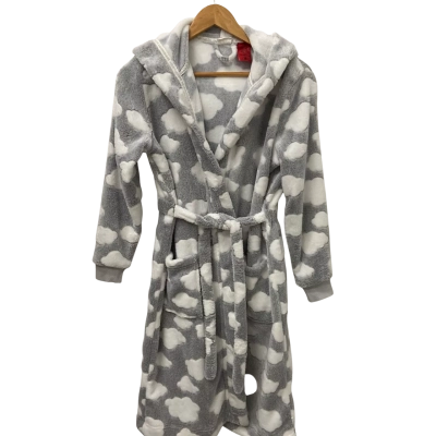 Peter Alexander Boys Size 14 Dressing Gown with Hood Grey / White 