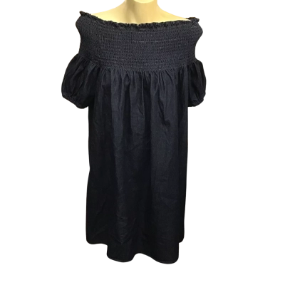 Adorne Womens  Size 8 Short Denim Off The Shoulder Dress