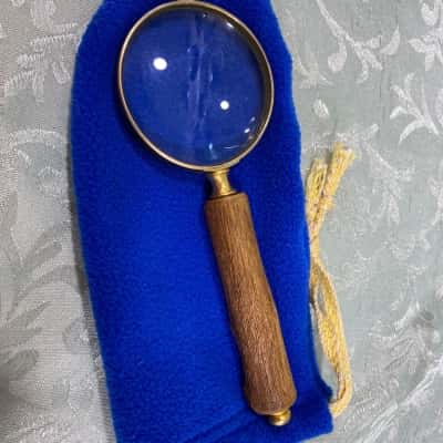 Gold-tone and Wood Magnifying Glass