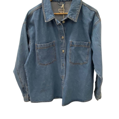 Ghanda Womens  Size M Long Sleeve oversized Shirt Blue 