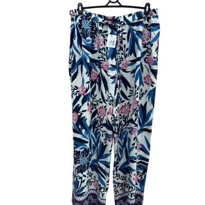 Portmans Womens  Size 18 Navy Palm Floral Blue/White/Pink pants l