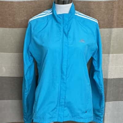 Adidas Womens  Size 14 Windbreaker Blue / Striped / White 