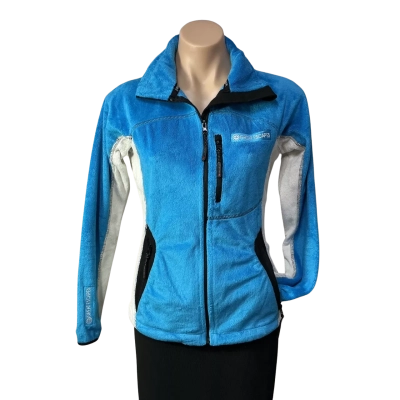 Great Escapes Womens Size M Blue / White / Black  Zip Front Fleece Jacket 