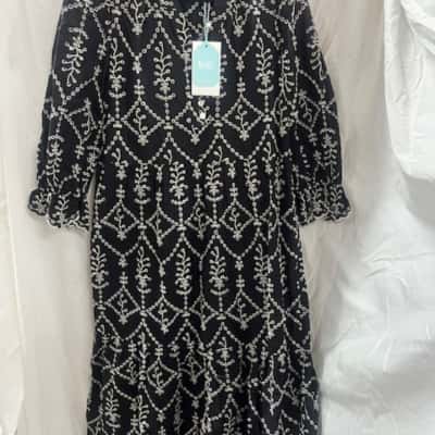 Blue Illusion black and white dress