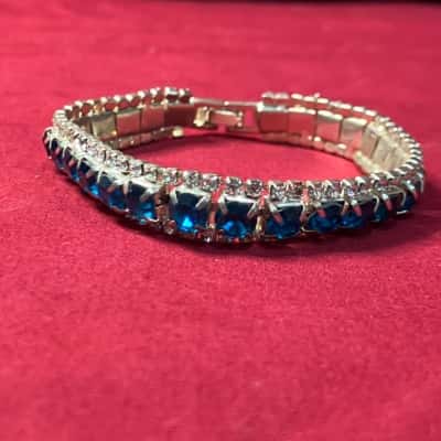  Women's Blue Stone Diamante Tennis Bracelet 